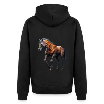 Gruseliges Halloween-partykostüm, Zombie-pferd - Unisex Premium Bio Zip Hoodie - Schwarz - Hinten - Nico (187cm)