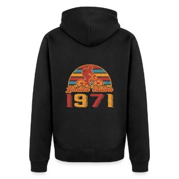 Fahrrad Mountainbike Fahrradfahrer Geburtstag 1971 - Unisex Premium Bio Zip Hoodie - Schwarz - Hinten - Nico (187cm)
