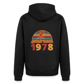 Footballeur Footballeur anniversaire 1978 - Veste à capuche bio Premium Unisexe - noir - Dos - Nico (187cm)