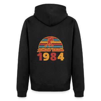 Footballeur Footballeur anniversaire 1984 - Veste à capuche bio Premium Unisexe - noir - Dos - Nico (187cm)