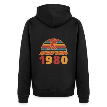 Fußball Fußballer Fußballerin Geburtstag 1980 - Unisex Premium Bio Zip Hoodie - Schwarz - Hinten - Nico (187cm)