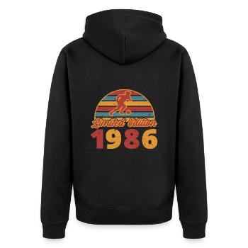 Footballeur Footballeur anniversaire 1986 - Veste à capuche bio Premium Unisexe - noir - Dos - Nico (187cm)