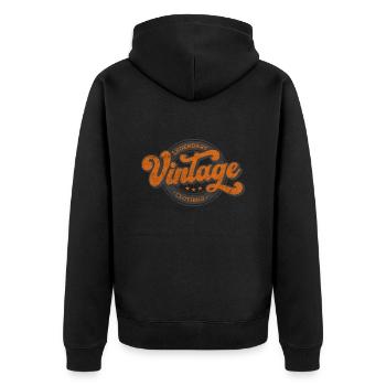 Legendäre Vintage Denim Kleidung Retro Orange - Unisex Premium Bio Zip Hoodie - Schwarz - Hinten - Nico (187cm)