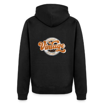 Vêtements en denim vintage légendaires rétro orange - Veste à capuche bio Premium Unisexe - noir - Dos - Nico (187cm)