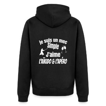 aïkido et apéro - Veste à capuche bio Premium Unisexe - noir - Dos - Nico (187cm)