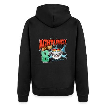 Achtung ich bin 8 - 8 Geburtstag 8 Jahre Geschenk - Unisex Premium Bio Zip Hoodie - Schwarz - Hinten - Nico (187cm)