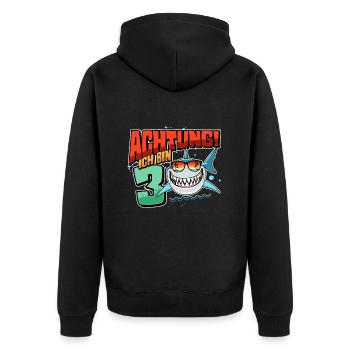 Achtung ich bin 3 - 3 Geburtstag 3 Jahre Geschenk - Unisex Premium Bio Zip Hoodie - Schwarz - Hinten - Nico (187cm)
