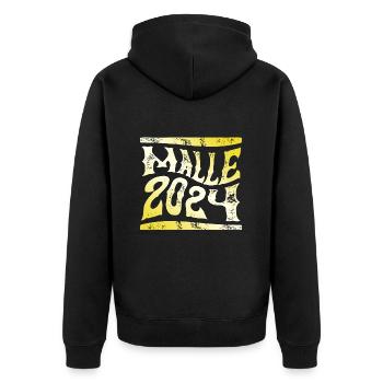 Malle 2024 Gold Mallorca - Unisex Premium Bio Zip Hoodie - Schwarz - Hinten - Nico (187cm)