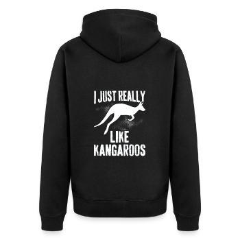 I Just Really Like Kangaroos - Funny Kangaroo - Unisex Premium Organic Zip Hoodie - black - Back - Nico (187cm)