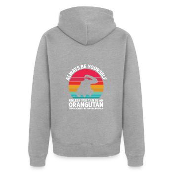 Orang-Utan - Unisex Premium Bio Zip Hoodie - Grau meliert - Hinten - Nico (187cm)