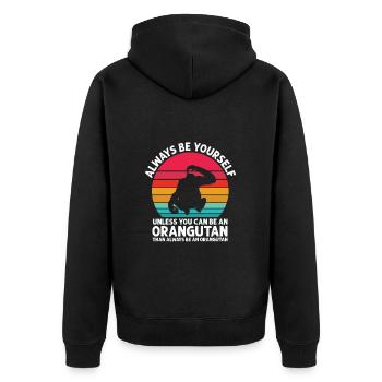 Orangutan - Unisex Premium Organic Zip Hoodie - black - Back - Nico (187cm)