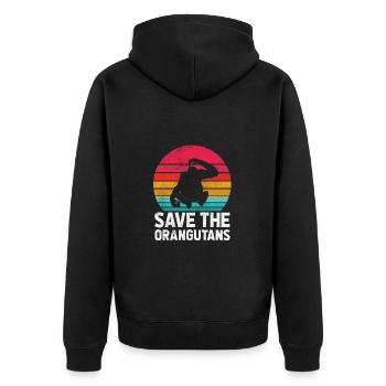 Save The Orangutans - Vintage Orangutan - Unisex Premium Organic Zip Hoodie - black - Back - Nico (187cm)