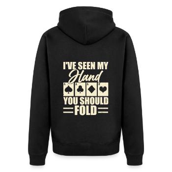 Poker Glücksspiel Lustiger Poker Spieler - Unisex Premium Bio Zip Hoodie - Schwarz - Hinten - Nico (187cm)