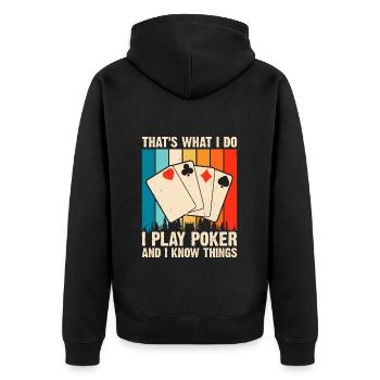 Poker Kartenspiel Glücksspiel Lustiger Poker Spieler - Unisex Premium Bio Zip Hoodie - Schwarz - Hinten - Nico (187cm)