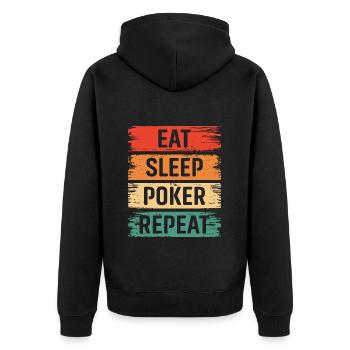 Poker Glücksspiel Lustiger Poker Spieler - Unisex Premium Bio Zip Hoodie - Schwarz - Hinten - Nico (187cm)