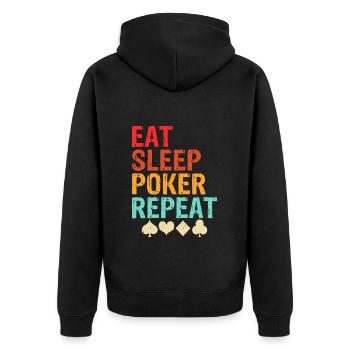 Poker Kartenspiel Glücksspiel Lustiger Poker Spieler - Unisex Premium Bio Zip Hoodie - Schwarz - Hinten - Nico (187cm)