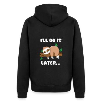 Sloth Lazy Nap Tired Slowly Sleepy Sloths - Unisex Premium Organic Zip Hoodie - black - Back - Nico (187cm)