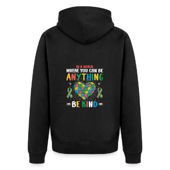 Autismus Autistisch - Unisex Premium Bio Zip Hoodie - Schwarz - Hinten - Nico (187cm)