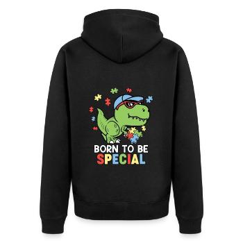 Autismus Autistisch - Unisex Premium Bio Zip Hoodie - Schwarz - Hinten - Nico (187cm)