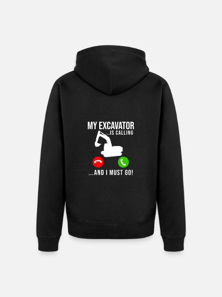 Excavator Construction Worker - Unisex Premium Organic Zip Hoodie - black
