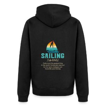 Sailing Boat Sailor - Unisex Premium Organic Zip Hoodie - black - Back - Nico (187cm)