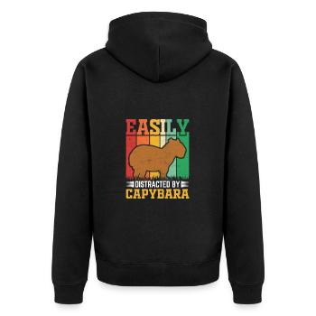 Capybara - Unisex Premium Bio Zip Hoodie - Schwarz - Hinten - Nico (187cm)