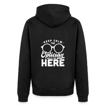 Optiker Optometrist - Unisex Premium Bio Zip Hoodie - Schwarz - Hinten - Nico (187cm)