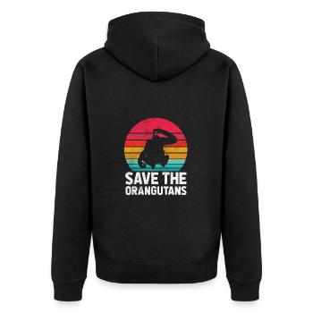 Orangutan Animal Lover Orangutans - Unisex Premium Organic Zip Hoodie - black - Back - Nico (187cm)