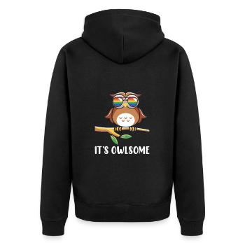 hibou amoureux des animaux hiboux - Veste à capuche bio Premium Unisexe - noir - Dos - Nico (187cm)