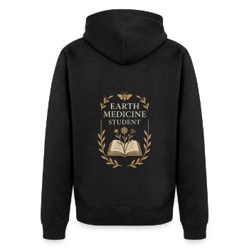 Kräuterheilende Wurzeln Natürliche Weisheit - Unisex Premium Bio Zip Hoodie - Schwarz - Hinten - Nico (187cm)