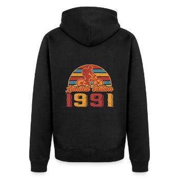 Fahrräder Radfahrer Fahrrad Geburtstag Bike 1991 - Unisex Premium Bio Zip Hoodie - Schwarz - Hinten - Nico (187cm)
