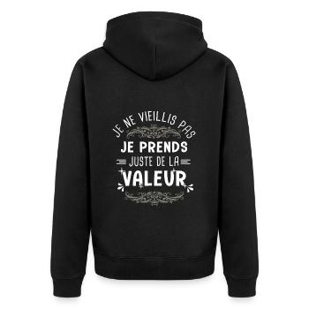 je ne vieillis pas anniversaire - Veste à capuche bio Premium Unisexe - noir - Dos - Nico (187cm)