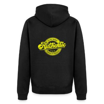 Authentic pure denim premium product vintage retro - Unisex Premium Organic Zip Hoodie - black - Back - Nico (187cm)