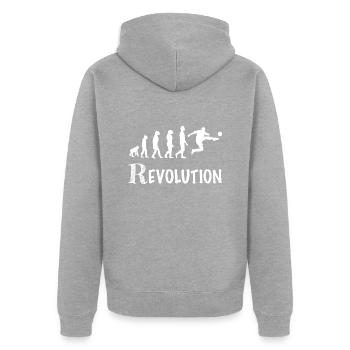 Fußball-Sportspieler-Revolution - Unisex Premium Bio Zip Hoodie - Grau meliert - Hinten - Nico (187cm)