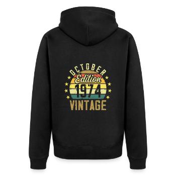 Les légendes sont nées en Octobre 1974 - 1974 - Veste à capuche bio Premium Unisexe - noir - Dos - Nico (187cm)