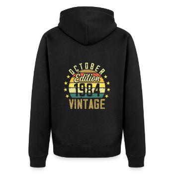 Les légendes sont nées en Octobre 1984 - 1984 - Veste à capuche bio Premium Unisexe - noir - Dos - Nico (187cm)