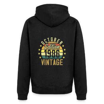 Die Legenden wurden im Oktober 1986 - 1986 geboren - Unisex Premium Bio Zip Hoodie - Schwarz - Hinten - Nico (187cm)