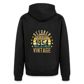 Die Legenden wurden im Oktober 1954 - 1954 geboren - Unisex Premium Bio Zip Hoodie - Schwarz - Hinten - Nico (187cm)