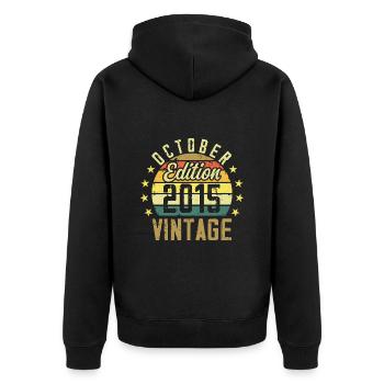 The legends were born in October 2015 - 2015 - Unisex Premium Organic Zip Hoodie - black - Back - Nico (187cm)