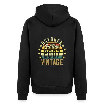 Die Legenden wurden im Oktober 2007 - 2007 geboren - Unisex Premium Bio Zip Hoodie - Schwarz - Hinten - Nico (187cm)