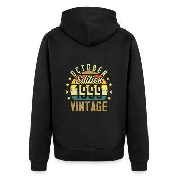 The legends were born in October 1999 - 1999 - Unisex Premium Organic Zip Hoodie - black - Back - Nico (187cm)