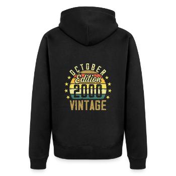 Die Legenden wurden im Oktober 2000 - 2000 geboren - Unisex Premium Bio Zip Hoodie - Schwarz - Hinten - Nico (187cm)