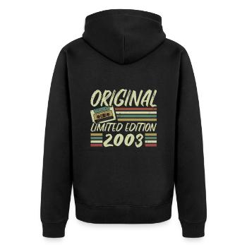 Vintage 2003 Retro Birthday Gift 2003 - Unisex Premium Organic Zip Hoodie - black - Back - Nico (187cm)