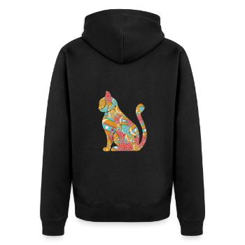 Cat Domestic Cat Shorthair Maine Coon Christmas - Unisex Premium Organic Zip Hoodie - black - Back - Nico (187cm)