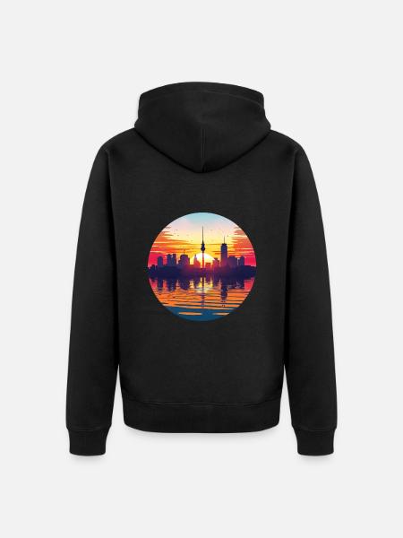 Hamburg Skyline - Unisex Premium Bio Zip Hoodie - Schwarz