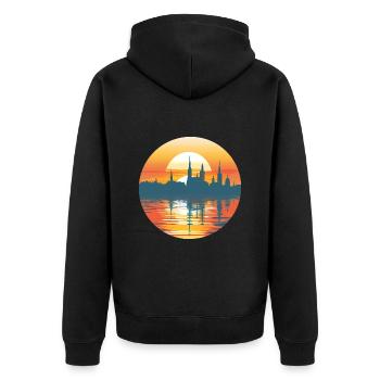Heidelberg Skyline - Unisex Premium Organic Zip Hoodie - black - Back - Nico (187cm)