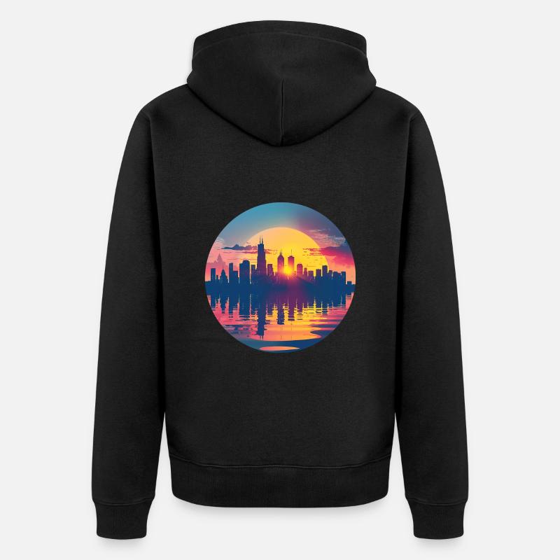Hamm Skyline - Unisex Premium Bio Zip Hoodie - Schwarz