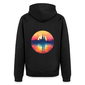 Heilbronn Skyline - Unisex Premium Bio Zip Hoodie - Schwarz - Hinten - Nico (187cm)