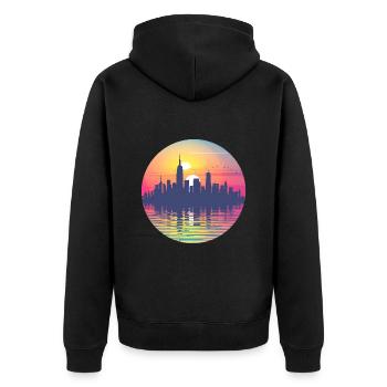 Herne Skyline - Unisex Premium Organic Zip Hoodie - black - Back - Nico (187cm)