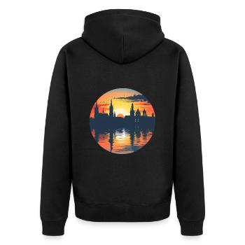Jena Skyline - Unisex Premium Bio Zip Hoodie - Schwarz - Hinten - Nico (187cm)